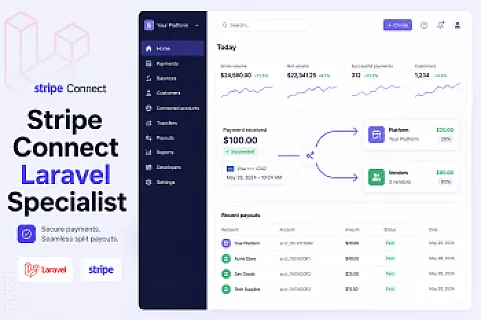 Laravel developer implementing Stripe Connect vendor payouts